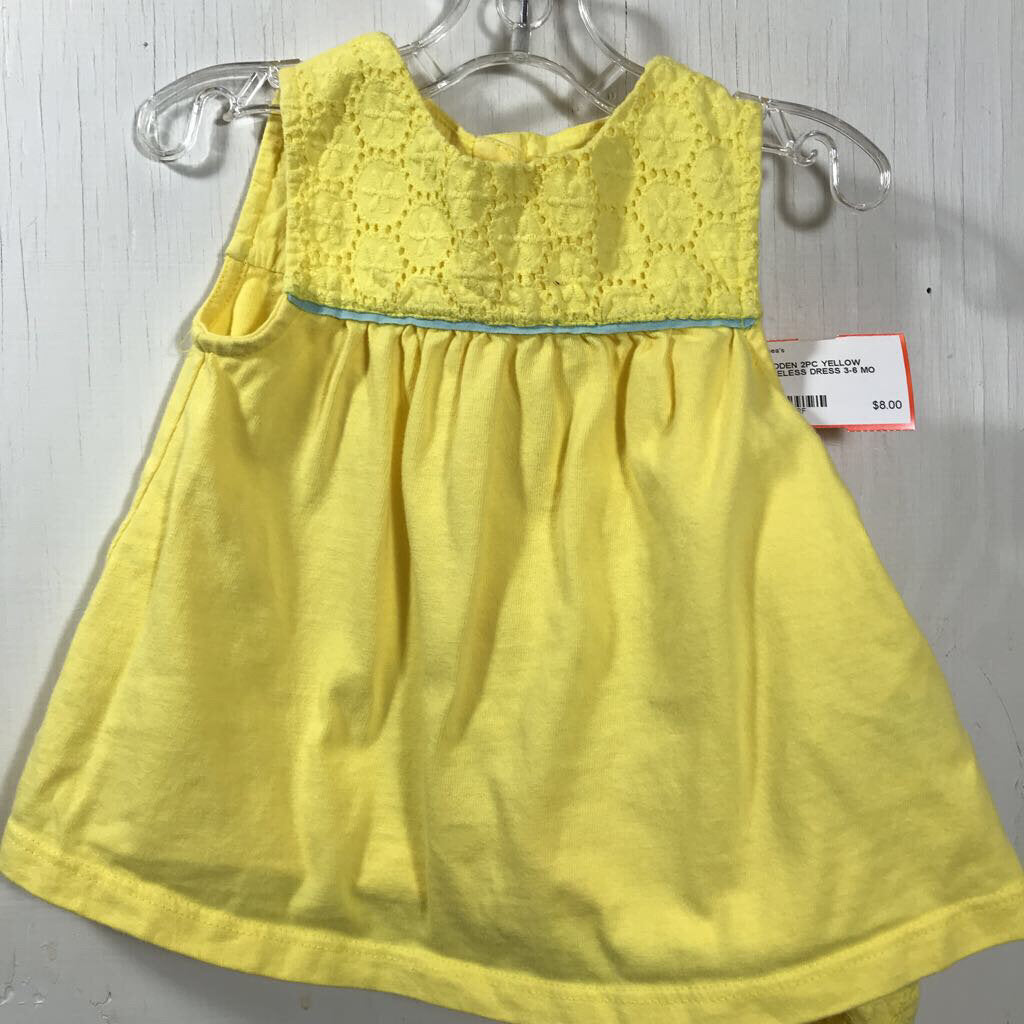 MINI BODEN 2PC YELLOW SLEEVELESS DRESS 3-6 MO