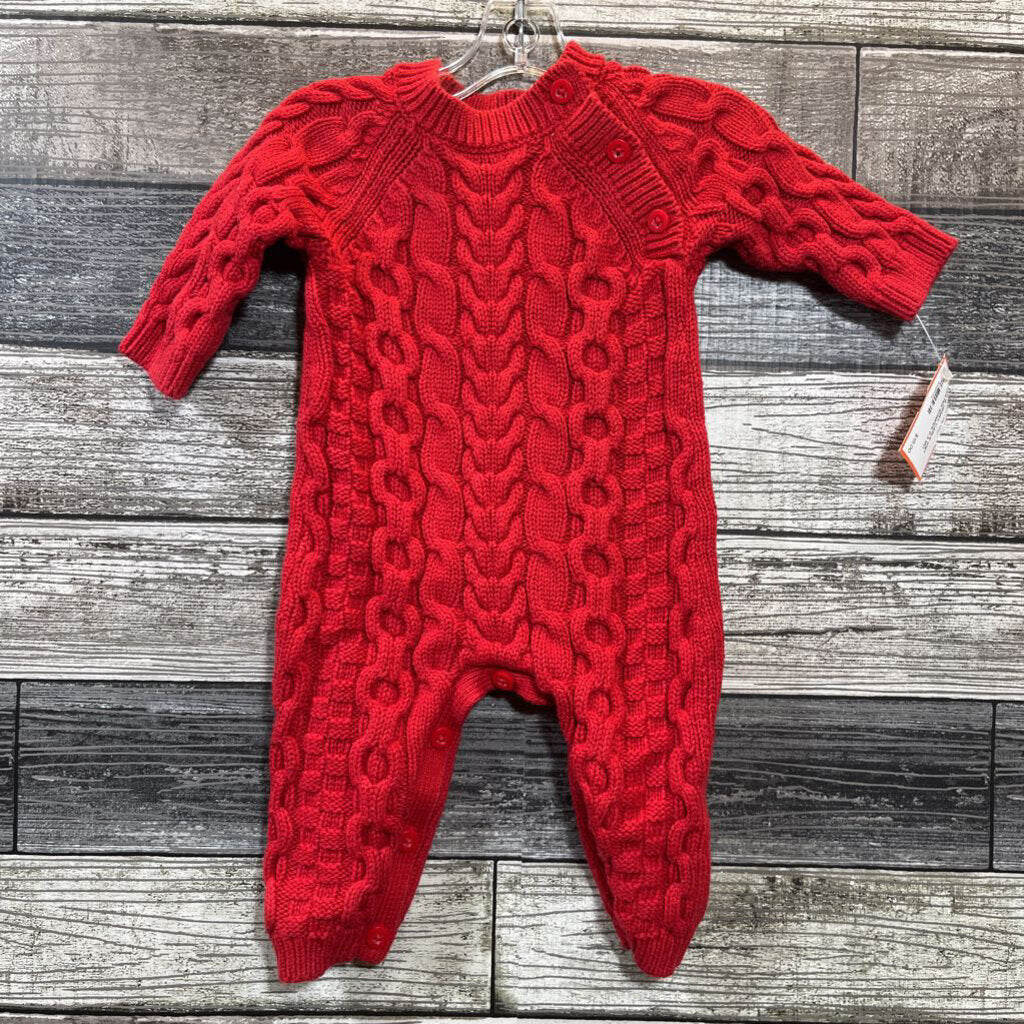 HOPE & HENRY CABLE KNIT SWEATER ROMPER 0-3 MO