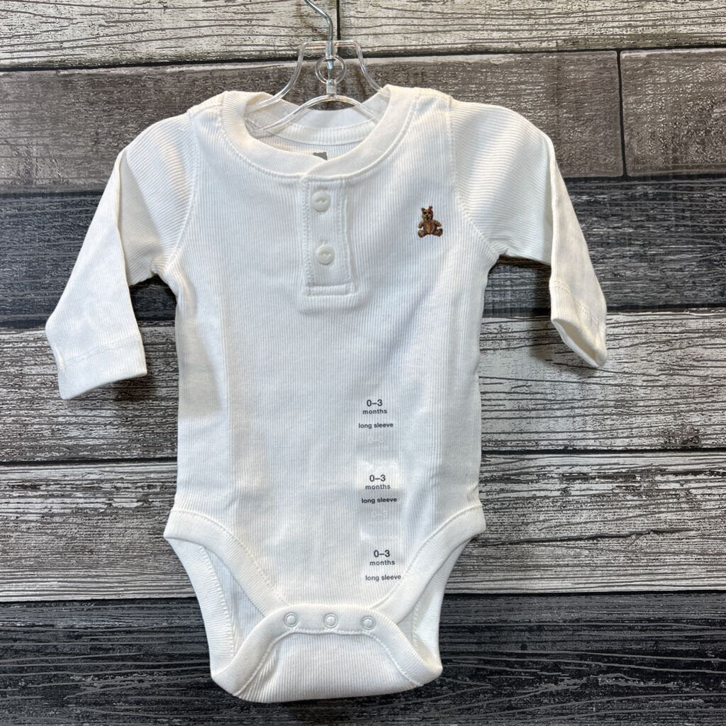 NWT ORGANIC GAP LS HENLEY BODYSUIT 0-3 MO