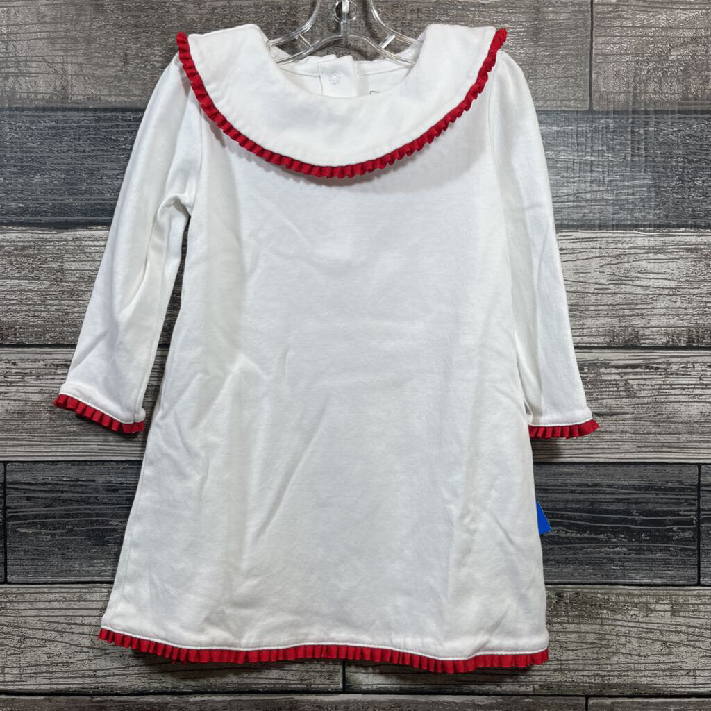 LILA & HAYES PIMA COTTON WHITE DRESS WITH RED TRIM 18-24 MO