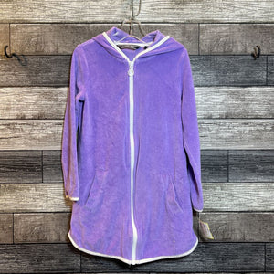 LANDS END FULL ZIP HOODED TERRY COVER UP 5/6