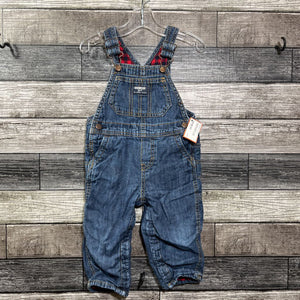 OSHKOSH JERSEY LINED DENIM OVERALLS 18 MO