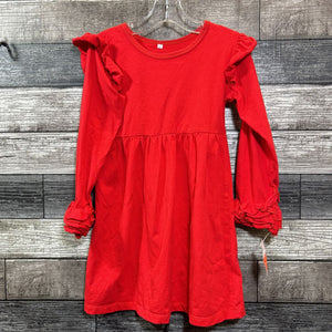 RED LONG RUFFLE SLEEVE DRESS 5