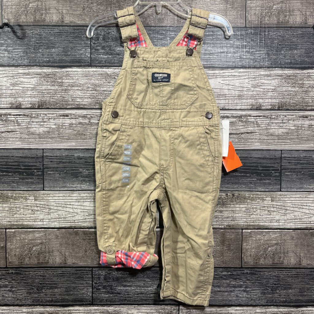 NWT OSHKOSH ROLL UP OVERALLS 12 MO