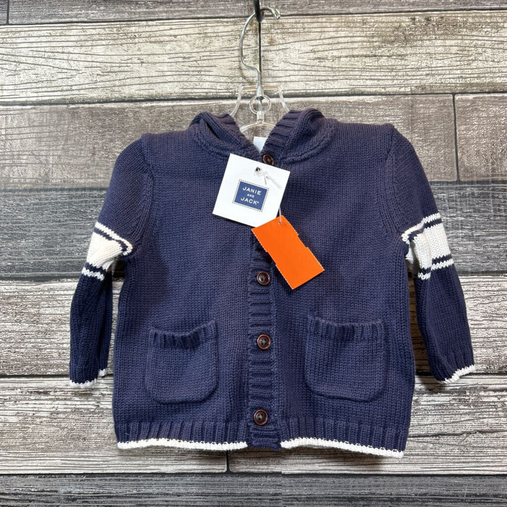 NWT JANIE & JACK HOODED CARDIGAN 3-6 MO