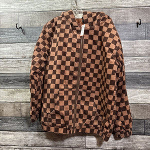 FOREVER 21 CHECKERED HOODED CORDUROY JACKET 11/12