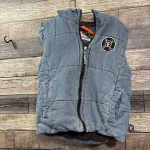 NUNUNU DENIM QUILTED HOODED PUFFER VEST 6/7