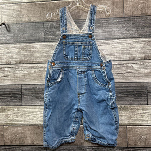 GAP JERSEY LINED SOFT DENIM OVERALLS 6-12 MO