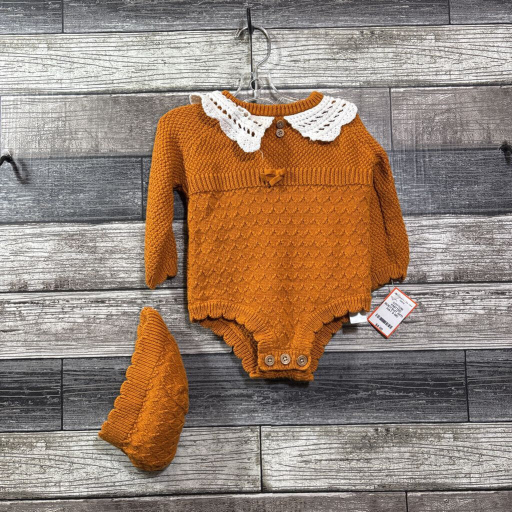 COTTON KNITTED BODYSUIT WITH HAT 9 MO