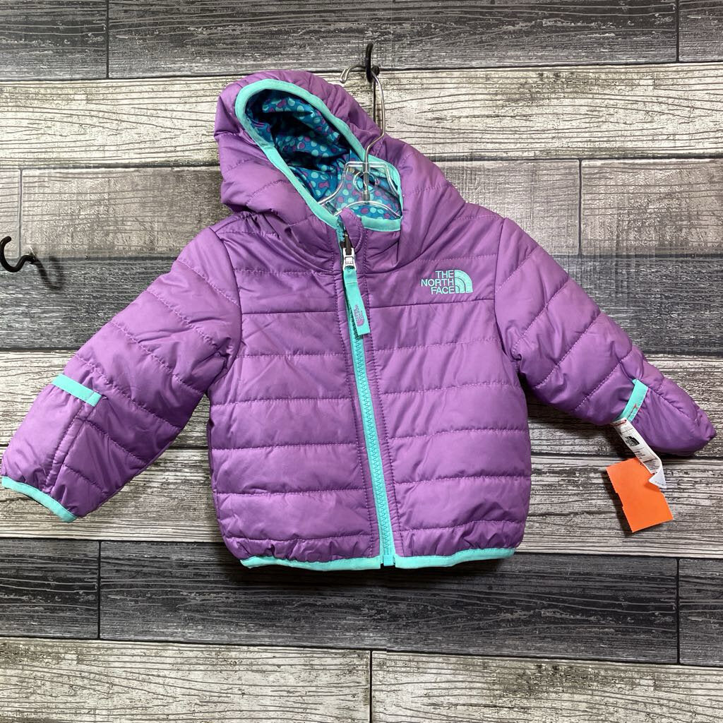 NORTH FACE REVERSIBLE PUFFER HOODED COAT 3-6 MO