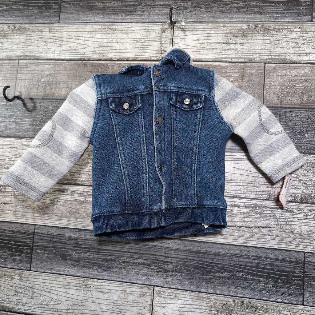 MAYORAL KNIT DENIM JACKET WITH REMOVABLE HOOD 6-12 MO