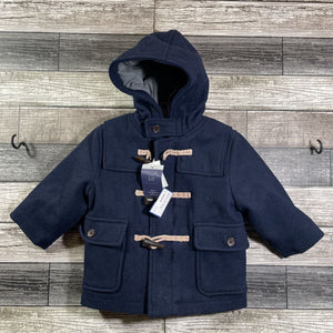 NWT GAP LINED WOOL BLEND FULL ZIP TOGGLE HOODED COAT 12-18 MO