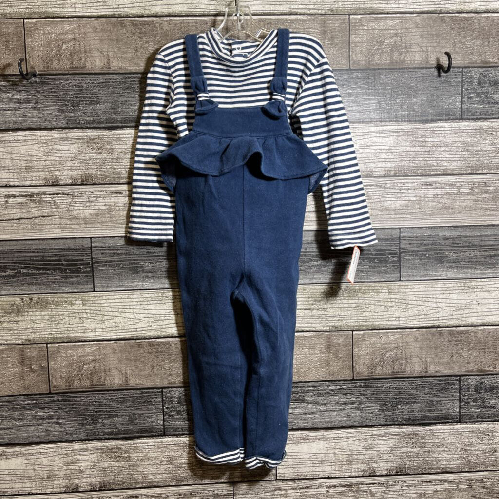 MAYORAL 2PC LS SHIRT + KNIT OVERALLS 2