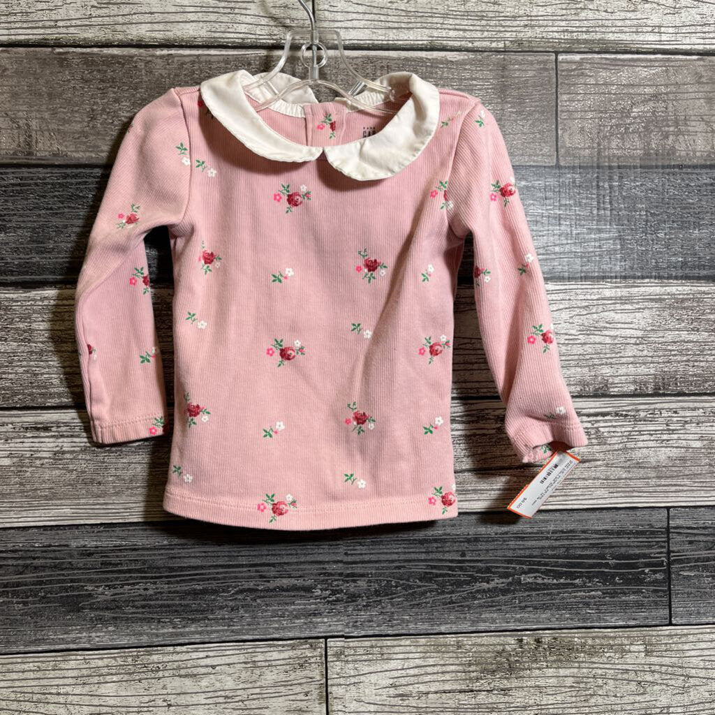 GAP LS FLORAL PETER PAN COLLAR SHIRT 12-18 MO