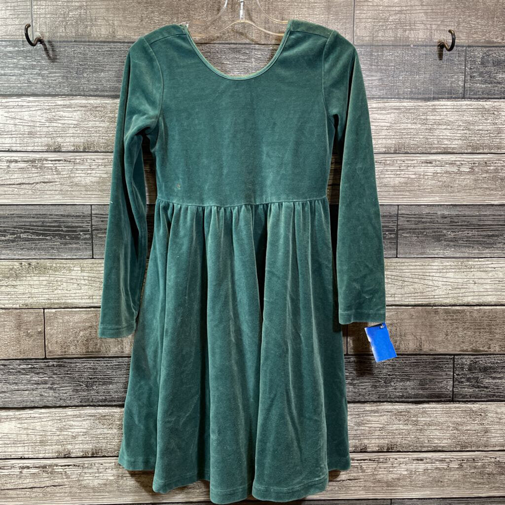 HANNA GREEN VELOUR SKATER DRESS WITH POCKETS 130 / 8