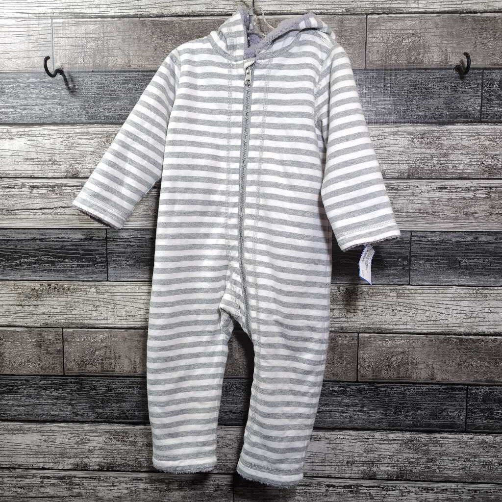 HANNA REVERSIBLE STRIPED FLEECE HOODED BUNTING 12-24 MO