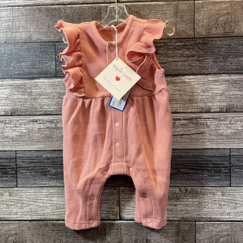 NEW APPLE PARK ORGANIC COTTON WAFFLE ROMPER 3-6 MO