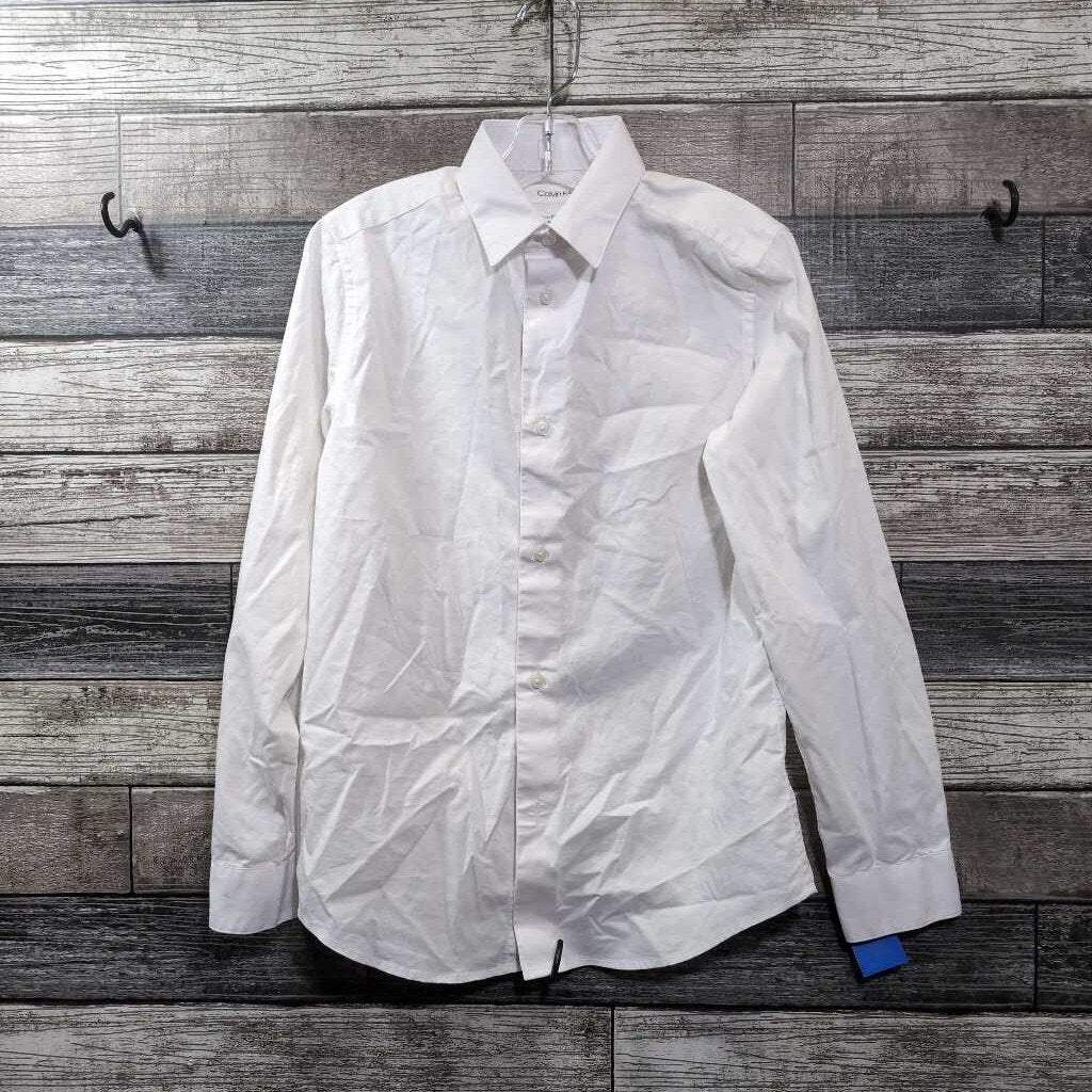 CALVIN KLEIN LS BUTTON DOWN WHITE SHIRT 10/12