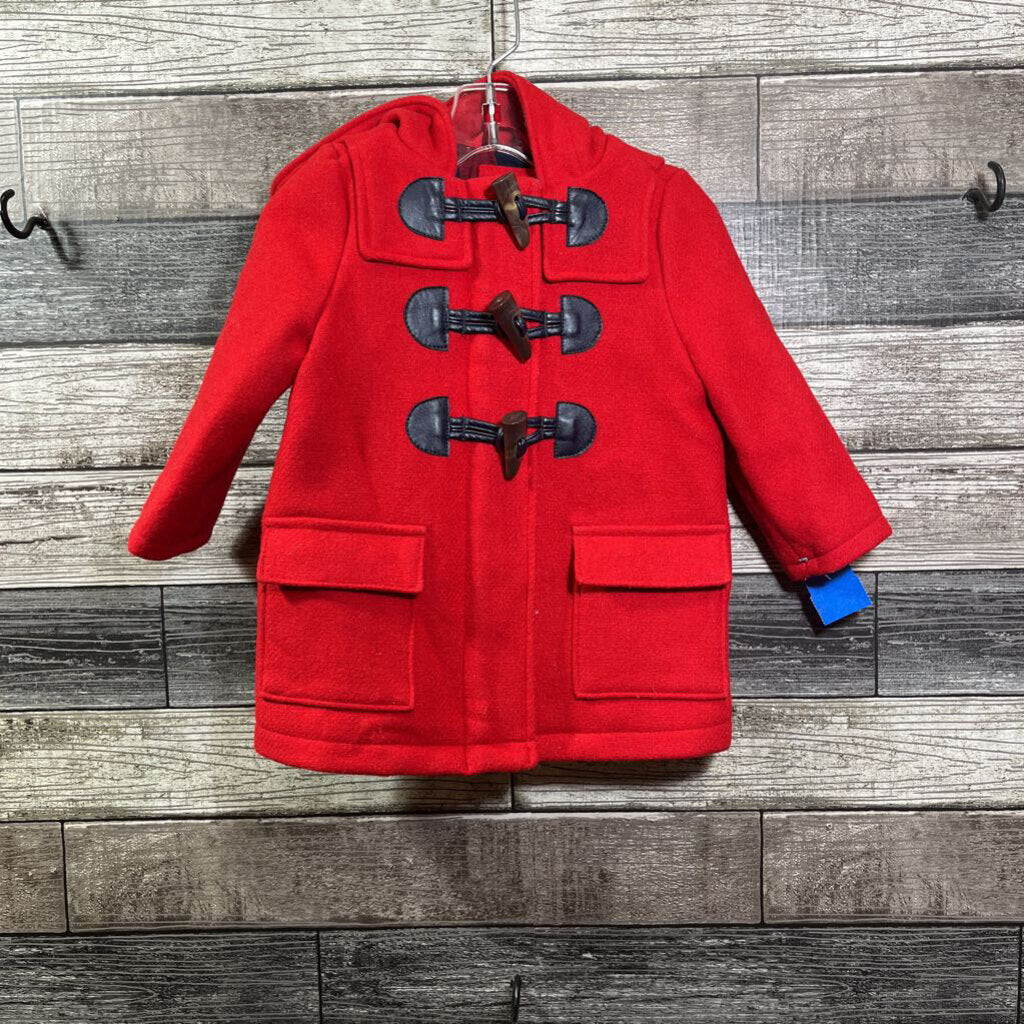 GAP HOODED WOOL BLEND FULL ZIP TOGGLE COAT 12-18 MO