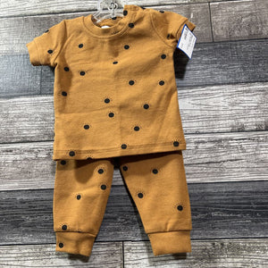 MEBIE BABY 2PC SS COTTON SHIRT + PANTS 3-6 MO