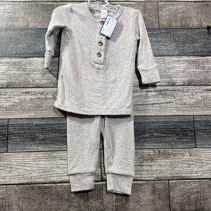 LOU LOU 2PC BAMBOO HENLEY TOP + BOTTOM 3-6 MO