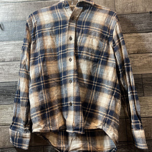 OLD NAVY LS HOODED FLANNEL BUTTON DOWN SHIRT 10/12