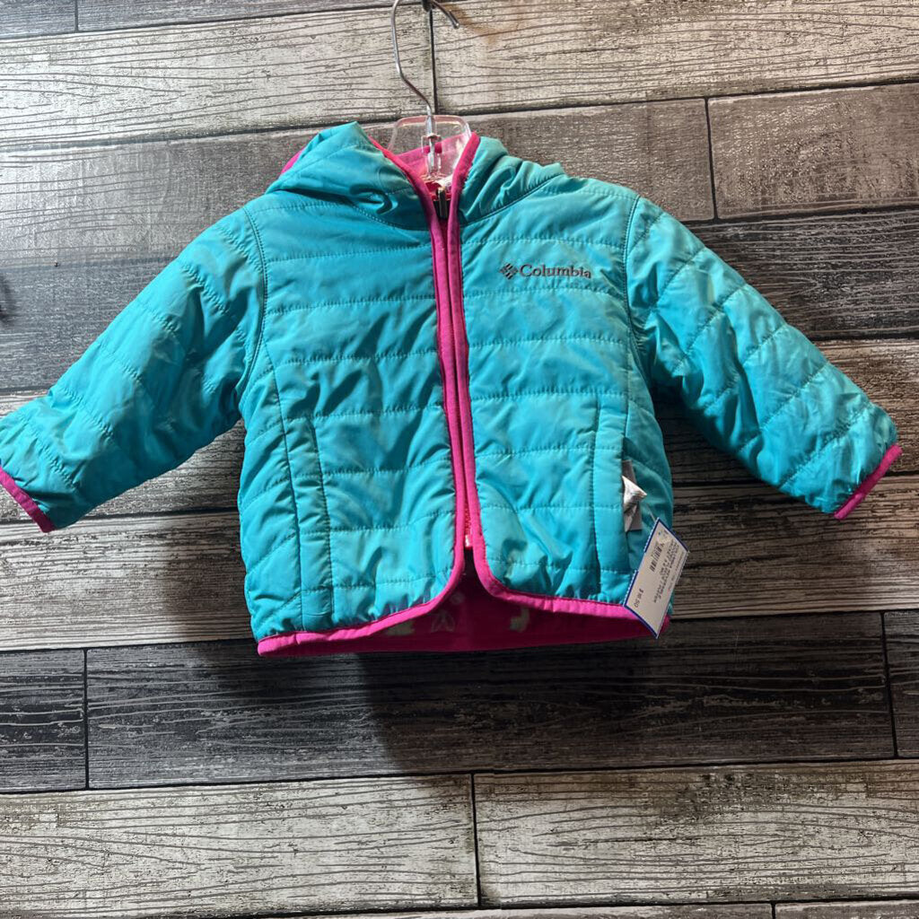 COLUMBIA REVERSIBLE HOODED FLEECE / PUFFER JACKET 3-6 MO