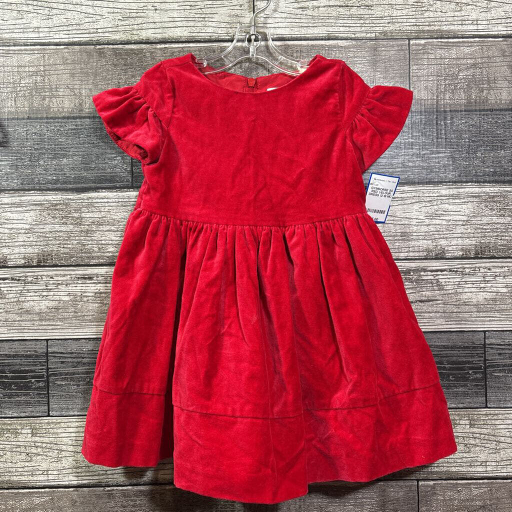 GYMBOREE SS RED VELOUR DRESS 12-18 MO