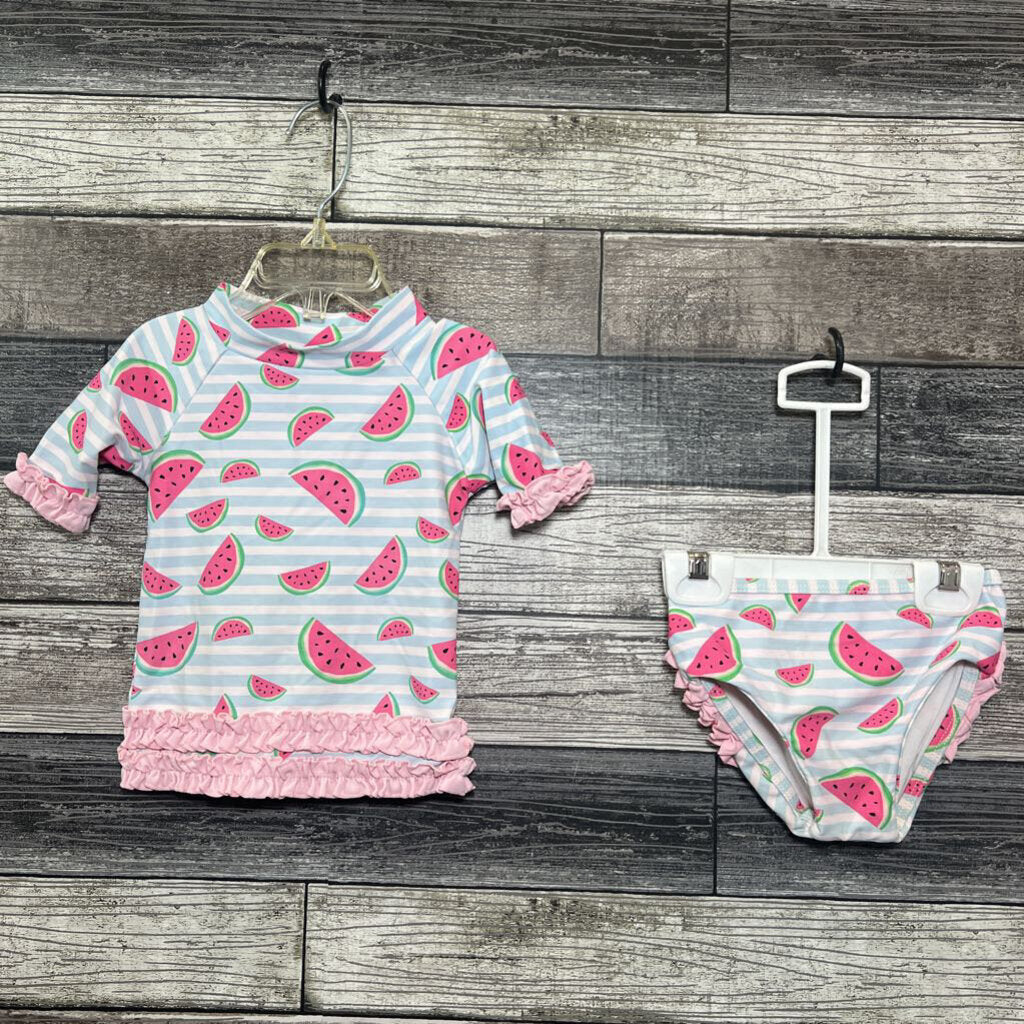 RUFFLE BUTTS 2PC SS RASH GUARD + BOTTOMS SWIMSUIT 12-18 MO