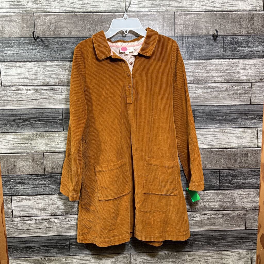 MINI BODEN LS 1/4 BUTTON CORDUROY DRESS 11/12