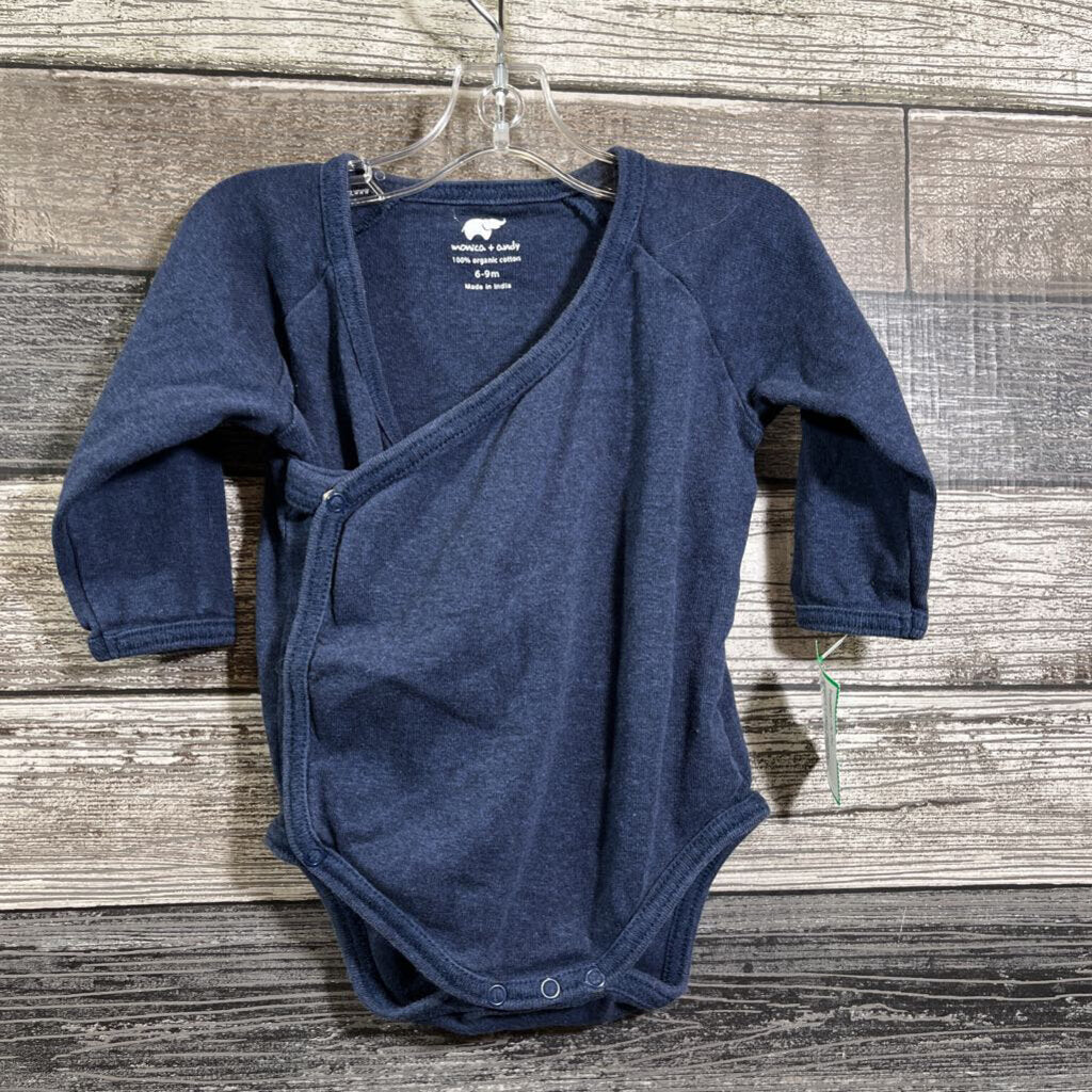 MONICA + ANDY ORGANIC LS SIDE SNAP BODYSUIT 6-9 MO
