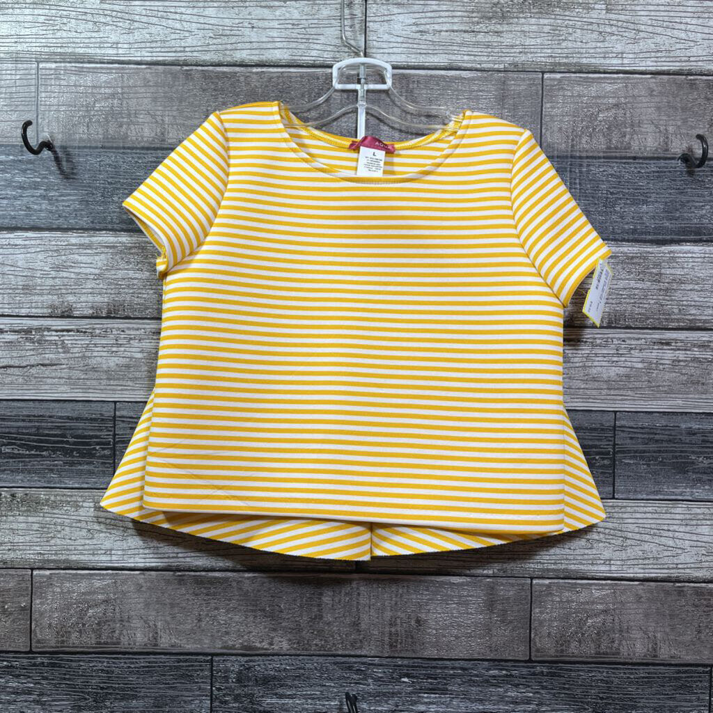 AQUA 2PC YELLOW & WHITE STRIPED TOP + SKIRT 10/12