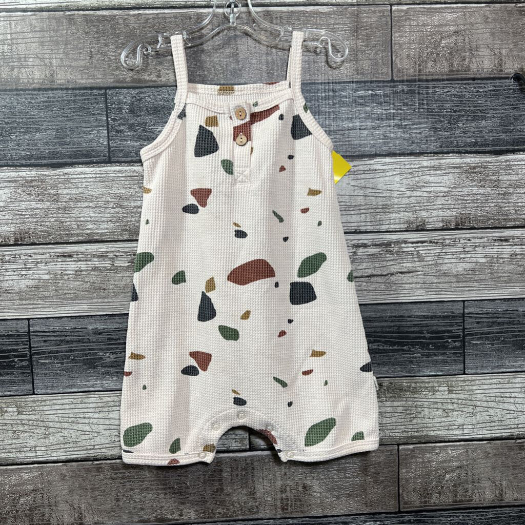PRINTED WAFFLE TANK HENLEY ROMPER 12-18 MO