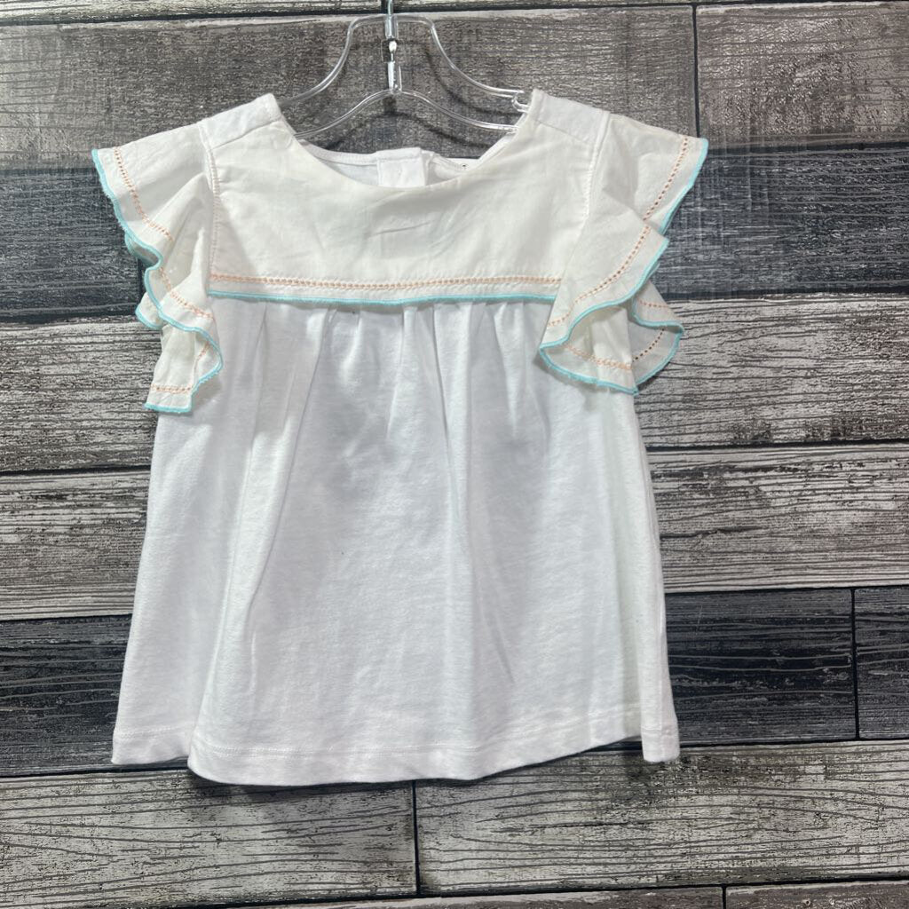 NWT JANIE & JACK RUFFLE SLEEVE COTTON SHIRT 3