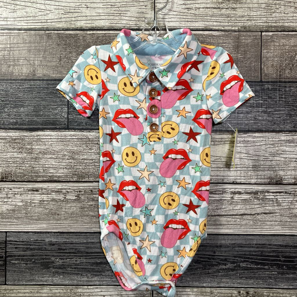 POSH PEANUT SS BAMBOO SHORT ROMPER 12-18 MO