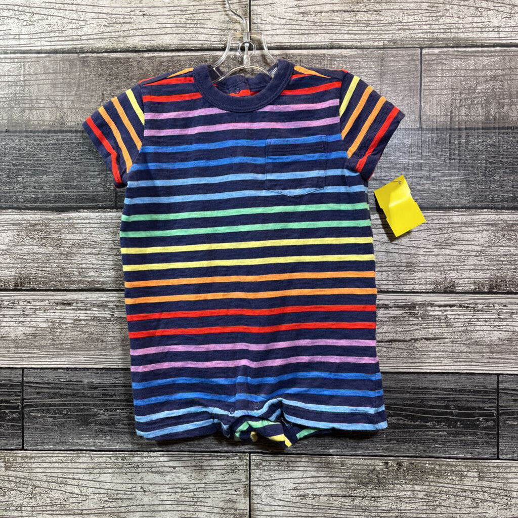 PRIMARY COTTON SS STRIPED ROMPER 6-12 MO