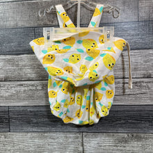 Load image into Gallery viewer, THE BONNIE MOB CROSS-BACK ROMPER + HAT 6-9 MO
