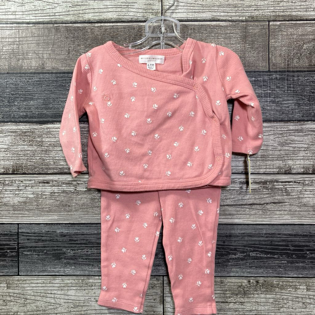 WILLOW + WHIMSY 2PC LS SIDE SNAP SHIRT + LEGGINGS 6-9 MO
