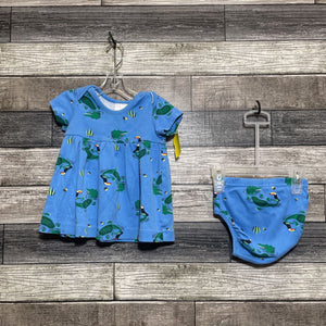 HANNA 2PC ORGANIC COTTON SS DRESS + BLOOMERS 70 / 6-12 MO