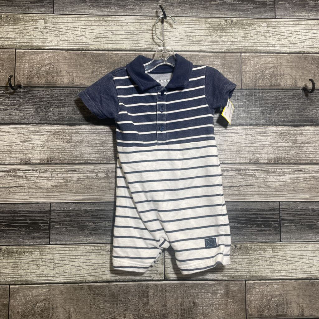 NUTMEG SS COTTON SHORT ROMPER 9-12 MO