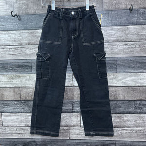 GB GIRLS BLACK STRAIGHT CARGO DENIM 8/10