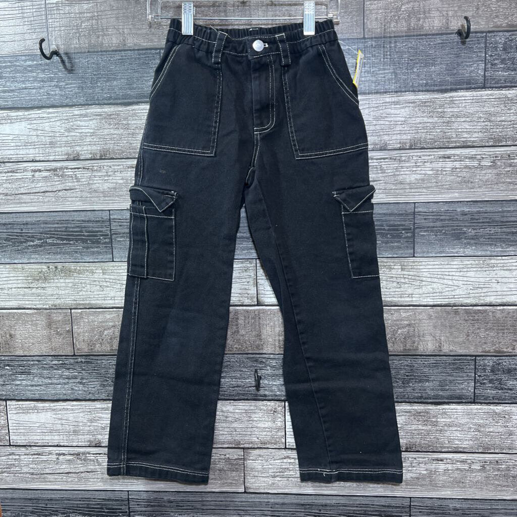 GB GIRLS BLACK STRAIGHT CARGO DENIM 8/10