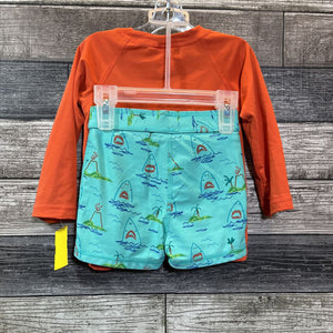 HANNA 2PC LS RASH GUARD + SWIM SHORTS 80 / 18-24 MO
