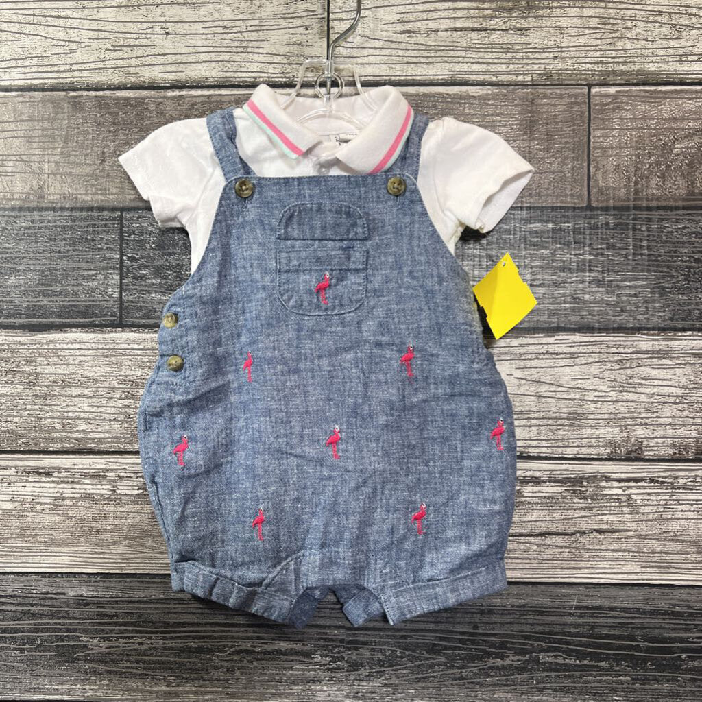 JANIE & JACK 2PC BODYSUIT + SHORTALLS 0-3 MO