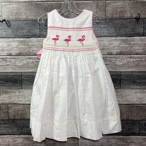 HANDMADE SMOCKED FLAMINGO JUMPER DRESS 5/6