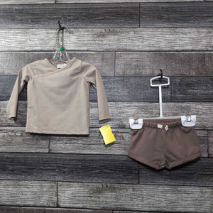 SIMPLE FOLK 2PC SWIM SET LS RASH GUARD + SHORTS 3-6 MO