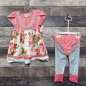 MATILDA JANE 3PC DRESS + BLOOMERS+ LEGGING 12-18 MO
