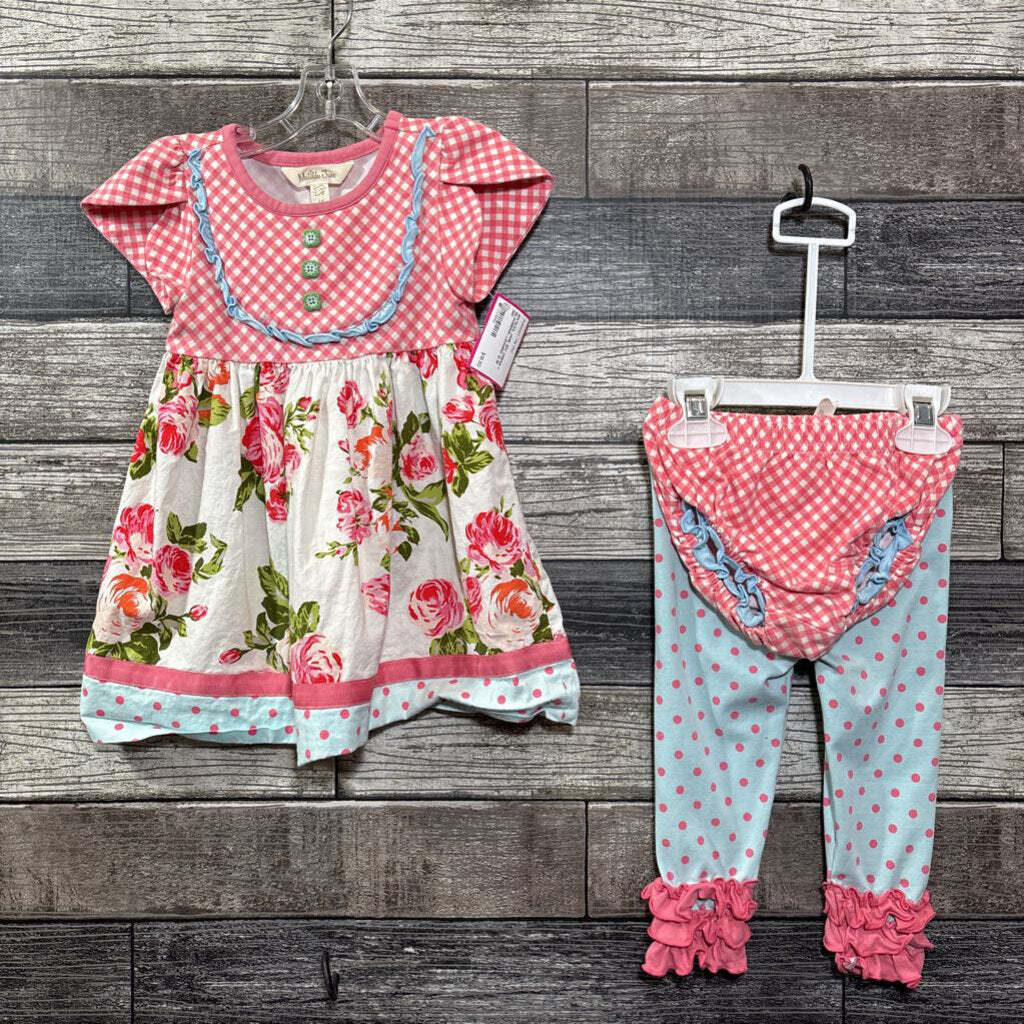 MATILDA JANE 3PC DRESS + BLOOMERS+ LEGGING 12-18 MO