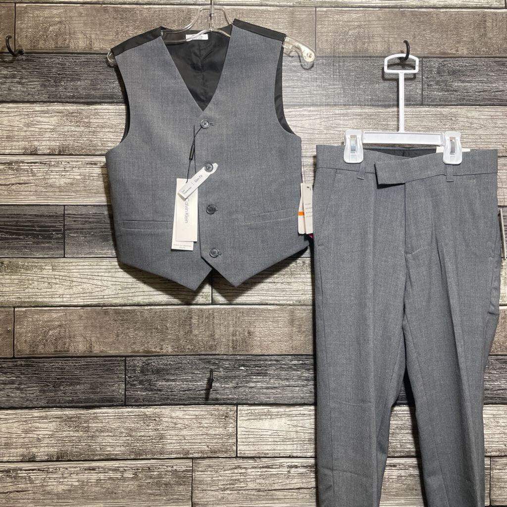NWT CALVIN KLEIN 2PC OXFORD HEATHER GREY VEST + PANTS 8