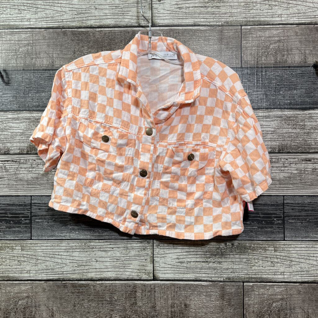 ZARA SS CHECKERED BUTTON DOWN CROPPED SHIRT 9
